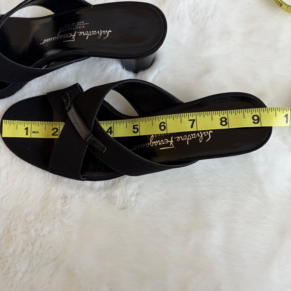Salvatore Ferragamo Black Slip-On Heeled Sandals | 6.5 2 A - Picture 13 of 13